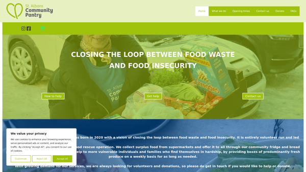 Screenshot of the St Albans Community Pantry website