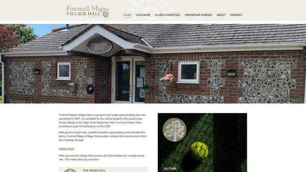 Screenshot of the Fontmell Magna Village Hall website
