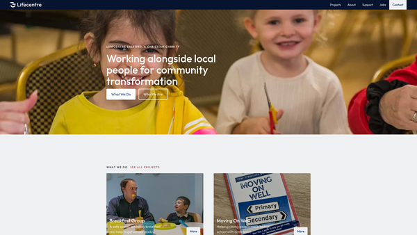 Screenshot of the Lifecentre Salford website