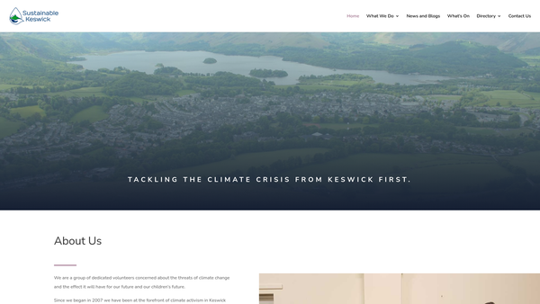 Screenshot of the Sustainable Keswick website