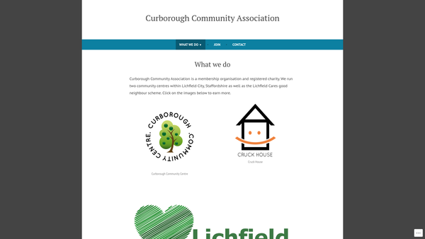 Screenshot of the Curborough Community Association website