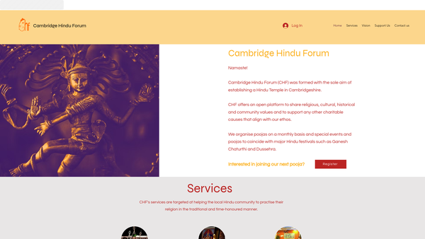 Screenshot of the Cambridge Hindu Forum website