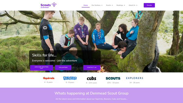 Screenshot of the 1st Denmead Scout Group website