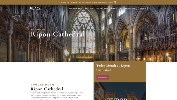 Screenshot of the The Cathedral Church Of St Peter And St Wilfrid In Ripon website