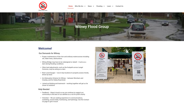 Screenshot of the Witney Flood Group website