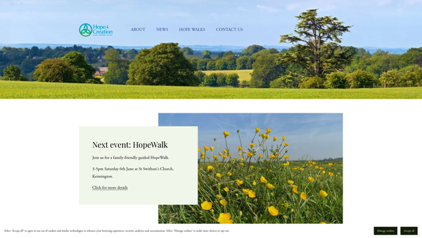 Screenshot of the The Hope4creation Foundation website