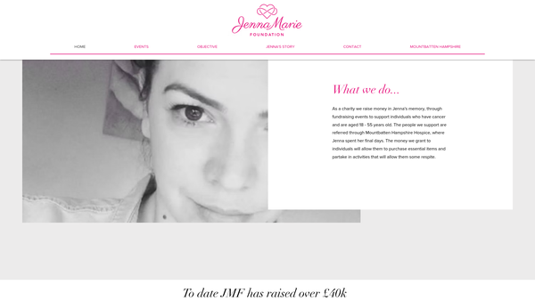 Screenshot of the Jenna Marie Foundation website