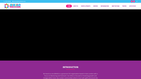 Screenshot of the Be Heard As One website
