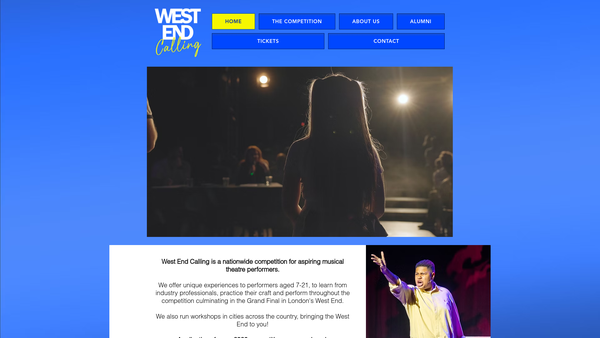 Screenshot of the West End Calling website