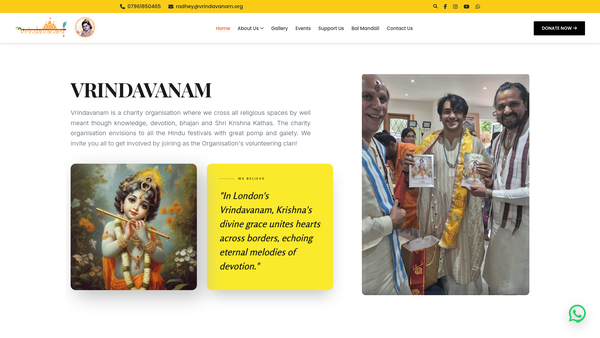 Screenshot of the Vrindavanam website