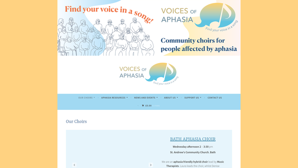 Screenshot of the Voices Of Aphasia website