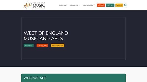Screenshot of the West Of England Music And Arts website
