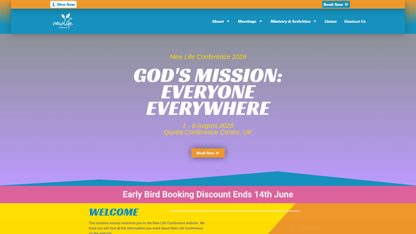 Screenshot of the New Life Conference Trust website