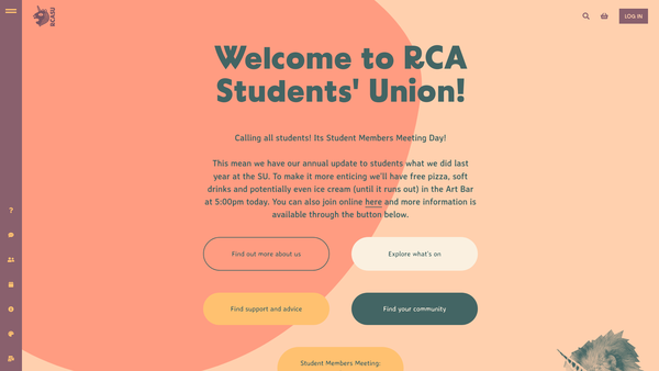 Screenshot of the Royal College Of Art Students' Union website