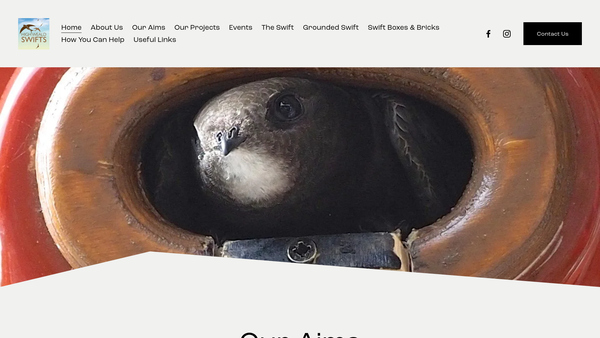 Screenshot of the High Weald Swifts website