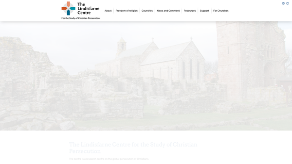 Screenshot of the The Lindisfarne Centre for the Study of Christian Persecution website