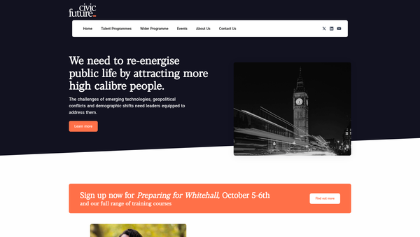 Screenshot of the Civic Future website