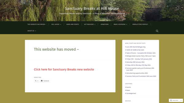 Screenshot of the Sanctuary Breaks website