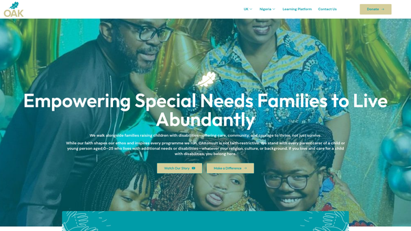 Screenshot of the Oakonsult Disabilities Outreach website