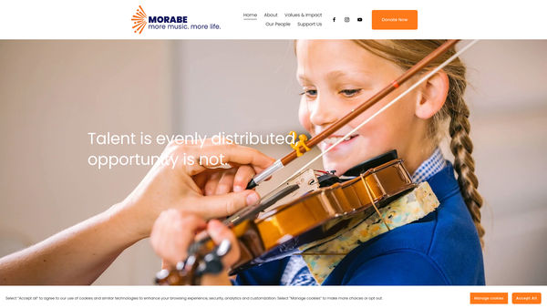Screenshot of the Morabe Rural Music website