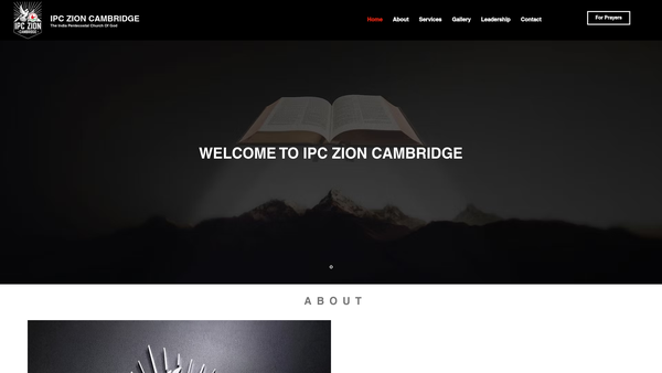 Screenshot of the Ipc Zion Cambridge (Indian Pentecostal Church Of God Zion Cambridge) website