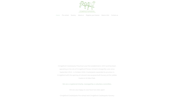 Screenshot of the Cringleford Crackerjacks Preschool website