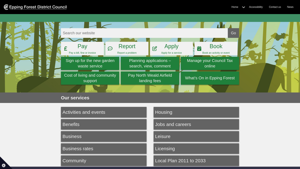Screenshot of the Epping Forest District Museum CIO website