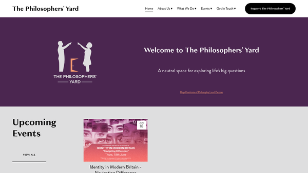 Screenshot of the The Philosophers' Yard website
