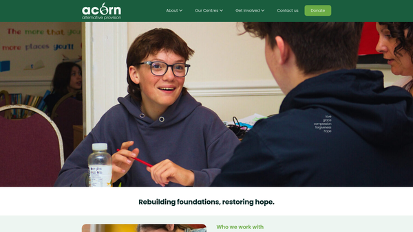 Screenshot of the Acorn Alternative Provision website