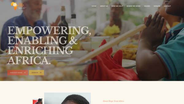 Screenshot of the Hope Africa Trust website