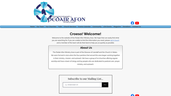 Screenshot of the Pedair Afon Ministry Area website