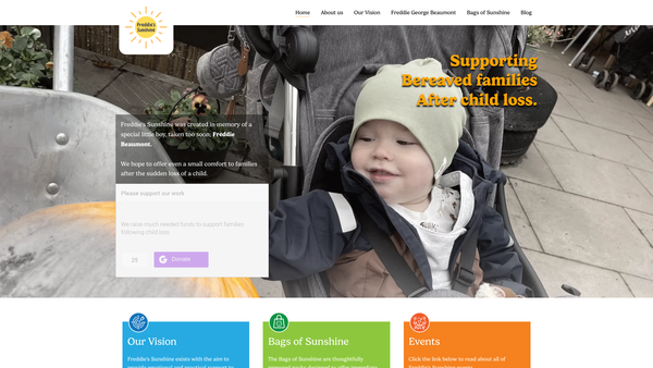 Screenshot of the Freddie's Sunshine website