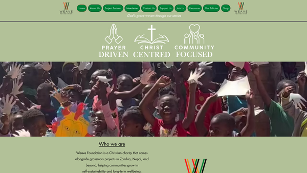 Screenshot of the Weave Foundation website
