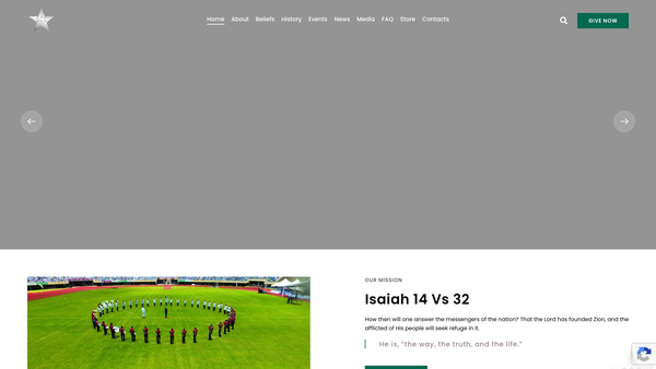 Screenshot of the Zion Christian Church website