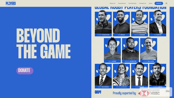 Screenshot of the Global Rugby Players' Foundation website
