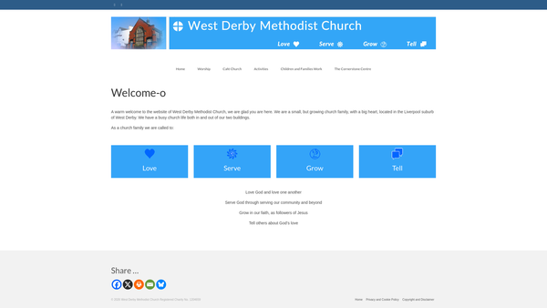 Screenshot of the West Derby Methodist Church website