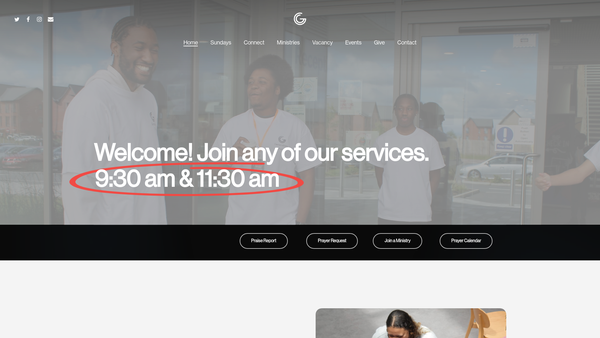 Screenshot of the Generations Church Milton Keynes website