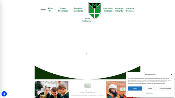 Screenshot of the Malvern Primary School Parent Teacher Association (PTA) website