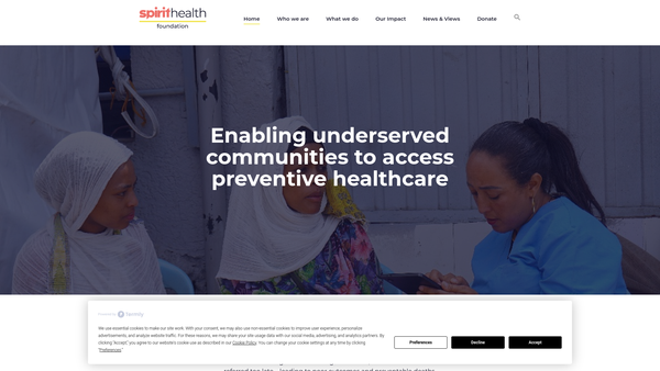 Screenshot of the The Spirit Health Foundation website