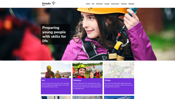 Screenshot of the Selby District Scouts website