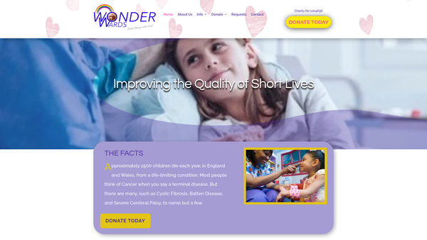 Screenshot of the Wonder Wards website