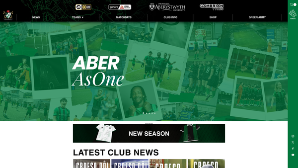 Screenshot of the Aberystwyth Town Football Club Foundation website