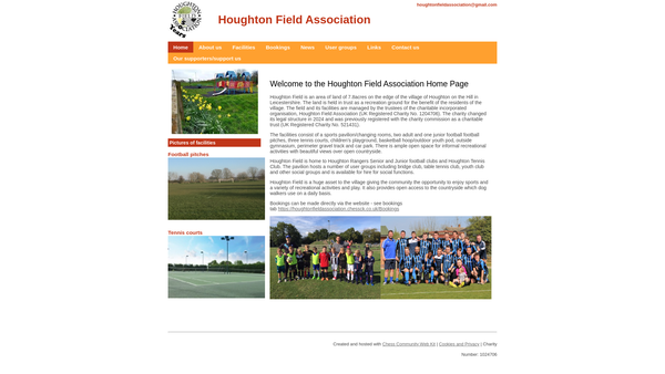 Screenshot of the Houghton Field Association website