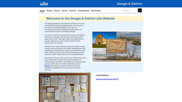 Screenshot of the Dengie & District U3A website