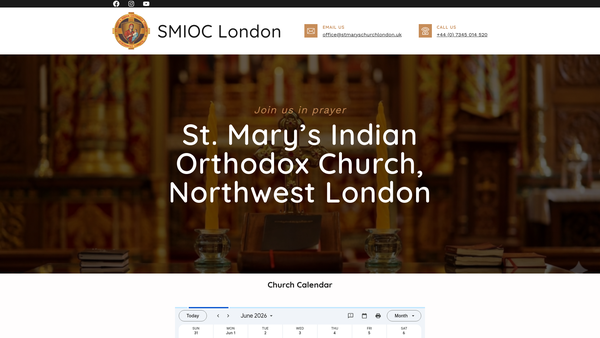 Screenshot of the St. Mary's Indian Orthodox Congregation, Northwest London website