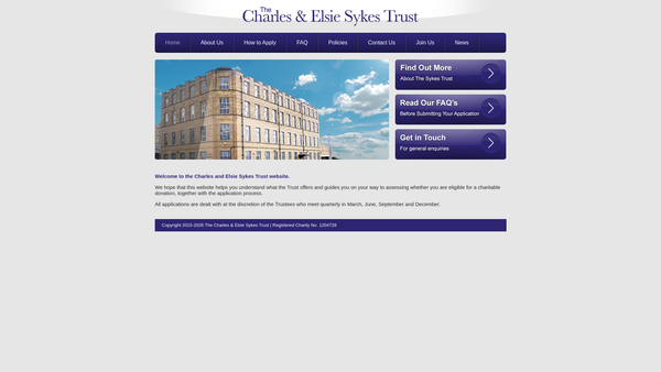 Screenshot of the The Charles And Elsie Sykes Trust website