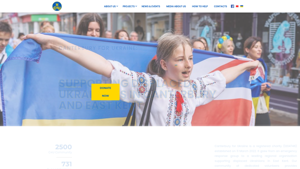 Screenshot of the Canterbury For Ukraine website