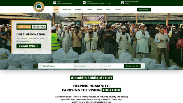 Screenshot of the Alauddin Siddiqui Trust website