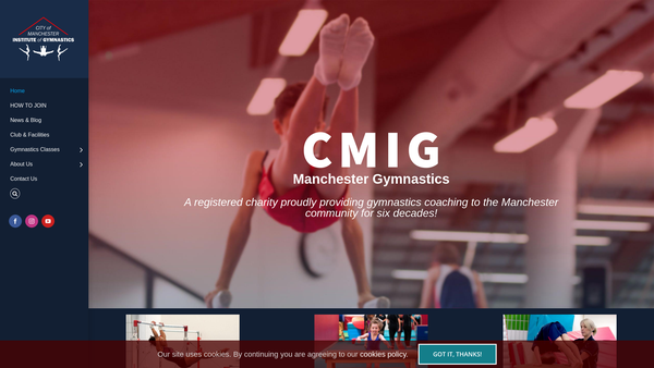 Screenshot of the City Of Manchester Gymnastics website