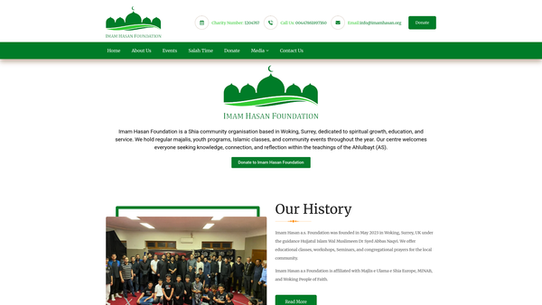 Screenshot of the Imam Hasan Foundation website
